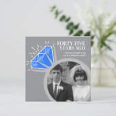 Invitation fête d'anniversaire 45 ans bague de saphir deux ph (Debout devant)