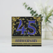 Invitation Fête d'anniversaire 45 ans noir et or (Debout devant)