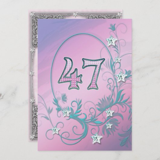 Invitation fête d'anniversaire 47 ans (Devant / Derrière)