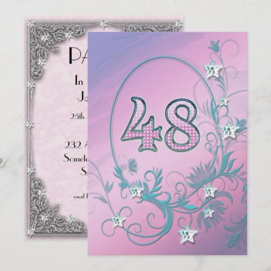 Invitation fête d'anniversaire 48 ans (Devant / Derrière)