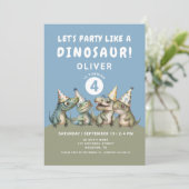 Invitation Fête d'anniversaire 4 ans de dinosaure mignon (Debout devant)