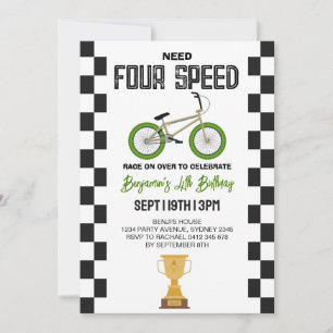 Invitation Fête d'anniversaire 4 ans de vélo BMX