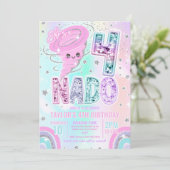 Invitation Fête d'anniversaire 4 ans Four Nado Rainbow Glitte (Debout devant)