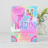 Invitation Fête d'anniversaire 4 ans Four Nado Rainbow Glitte (Debout devant)