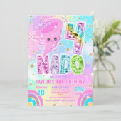 Invitation Fête d'anniversaire 4 ans Four Nado Rainbow Glitte (Debout devant)