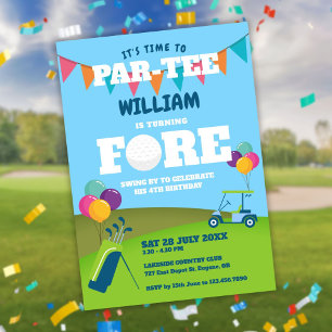 Invitation Fête d'anniversaire 4 ans Hole In One Golf Partee