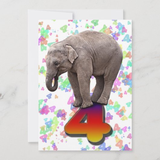 Invitation fête d'anniversaire 4, avec éléphants h (Devant)