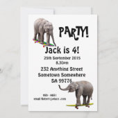 Invitation fête d'anniversaire 4, avec éléphants h (Dos)