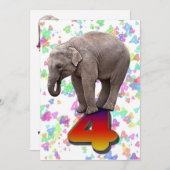 Invitation fête d'anniversaire 4, avec éléphants h (Devant / Derrière)