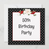 Invitation Fête d'anniversaire 50 ans à pois (Devant)