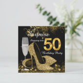 Invitation Fête d'anniversaire 50 ans Black and Gold (Debout devant)