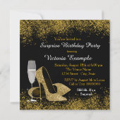 Invitation Fête d'anniversaire 50 ans Black and Gold (Dos)