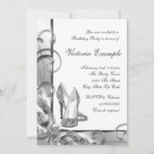 Invitation Fête d'anniversaire 50 ans Black and Silver Steppi (Dos)