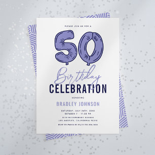 Invitation Fête d'anniversaire 50 ans bleue