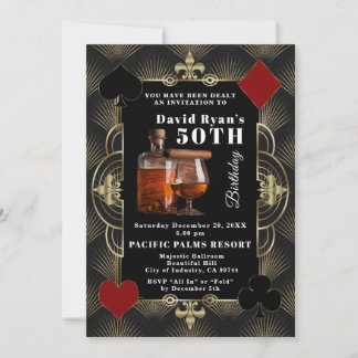 Invitation Fête d'anniversaire 50 ans Casino Vegas Cognac Et