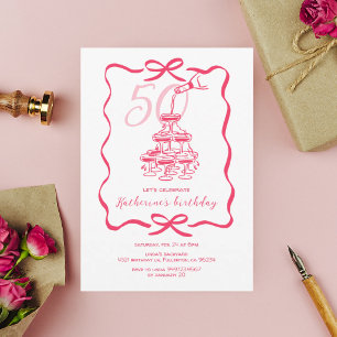 Invitation Fête d'anniversaire 50 ans Cocktail de Champagne D