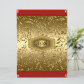 Invitation Fête d'anniversaire 50 ans design or (Debout devant)