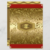 Invitation Fête d'anniversaire 50 ans design or (Devant / Derrière)