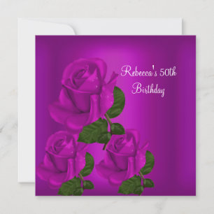 Invitation Fête d'anniversaire 50 ans Élégant Plum Rose Viole