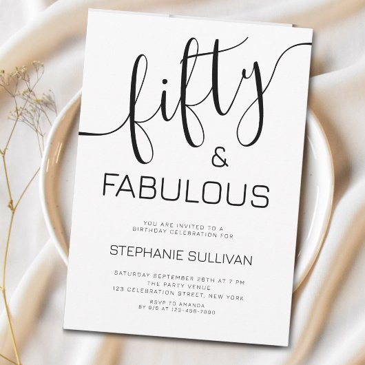 Invitation Fête d'anniversaire 50 ans et fabuleuse