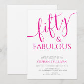 Invitation Fête d'anniversaire 50 ans et fabuleuse (Devant / Derrière)