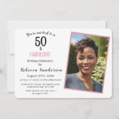 Invitation Fête d'anniversaire 50 ans et Fabuleuse Rose (Devant)