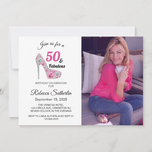 Invitation Fête d'anniversaire 50 ans et fabuleux (Devant)