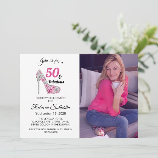 Invitation Fête d'anniversaire 50 ans et fabuleux (Debout devant)