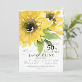 Invitation Fête d'anniversaire 50 ans et formidable Tournesol (Debout devant)