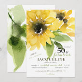 Invitation Fête d'anniversaire 50 ans et formidable Tournesol (Devant / Derrière)
