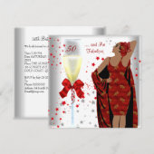 Invitation Fête d'anniversaire 50 ans Fabuluseuse rétro diva (Devant / Derrière)