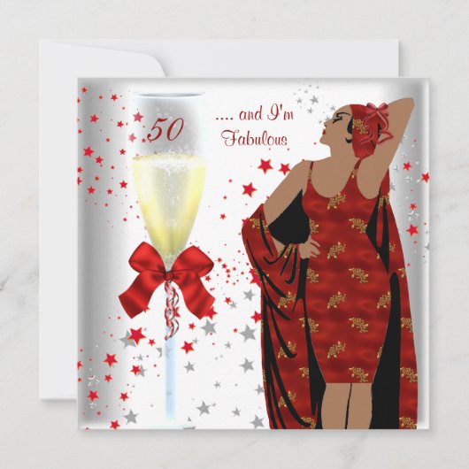Invitation Fête d'anniversaire 50 ans Fabuluseuse rétro diva (Devant)