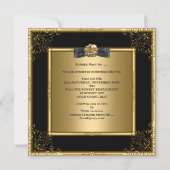 Invitation Fête d'anniversaire 50 ans femme Fleur Gold Black (Dos)