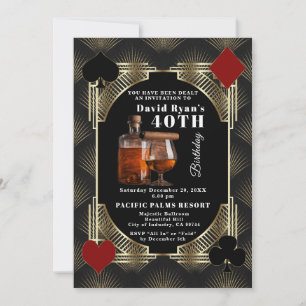 Invitation Fête d'anniversaire 50 ans Glam Casino Cognac et c