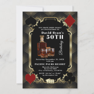 Invitation Fête d'anniversaire 50 ans Glam Whisky et cigare c