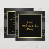 Invitation fête d'anniversaire 50 ans homme cuir o (Devant / Derrière)