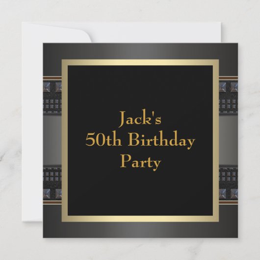 Invitation fête d'anniversaire 50 ans homme cuir o (Devant)
