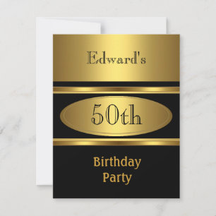 Invitation Fête d'anniversaire 50 ans Homme Or Noir