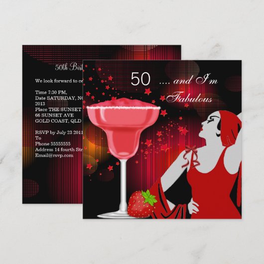 Invitation Fête d'anniversaire 50 ans Incroyable diva 50 ans (Devant / Derrière)