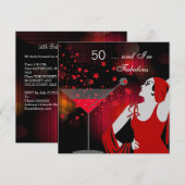 Invitation Fête d'anniversaire 50 ans Incroyable diva 50 Roug (Devant / Derrière)