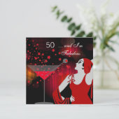 Invitation Fête d'anniversaire 50 ans Incroyable diva 50 Roug (Debout devant)