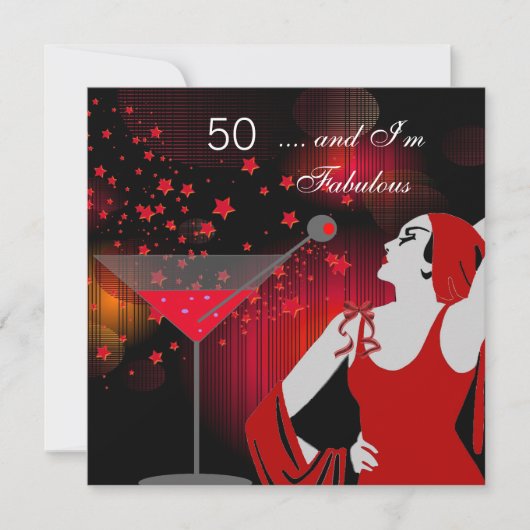 Invitation Fête d'anniversaire 50 ans Incroyable diva 50 Roug (Devant)