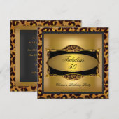 Invitation Fête d'anniversaire 50 ans Leopard Gold Black (Devant / Derrière)