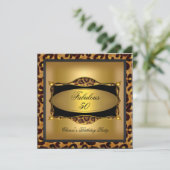 Invitation Fête d'anniversaire 50 ans Leopard Gold Black (Debout devant)