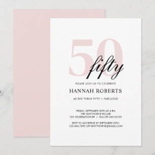 Invitation Fête d'anniversaire 50 ans Minimal et Fabuleuse Ro