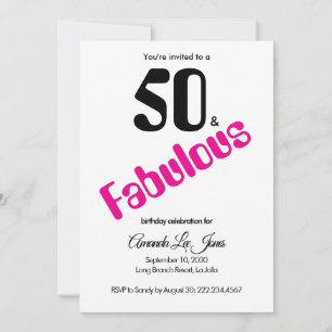 Invitation Fête d'anniversaire 50 ans minimale et fabuleuse r