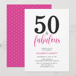 Invitation Fête d'anniversaire 50 ans minimaliste et fabuleus