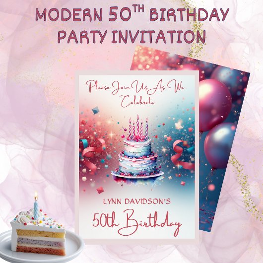 Invitation Fête d'anniversaire 50 ans moderne