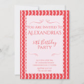 Invitation Fête d'anniversaire 50 ans Moderne Rose Rouge (Devant)