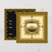 Invitation Fête d'anniversaire 50 ans or (Devant / Derrière)